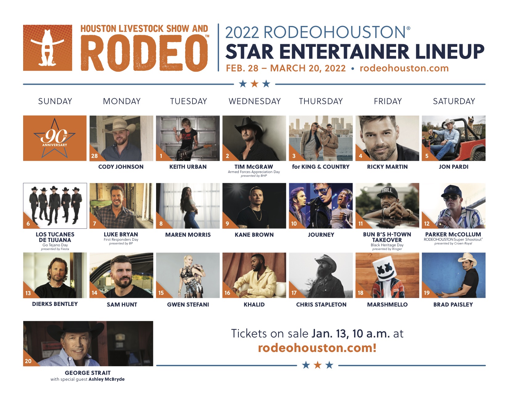 Houston Livestock Show and Rodeo Announces 2022 Concert Lineup