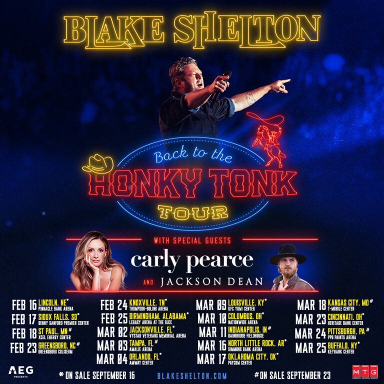 Blake Shelton Announces 2023 Back to the Honky Tonk Tour Hometown