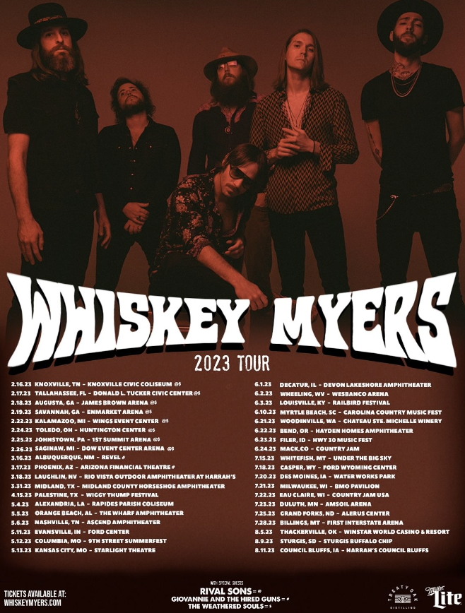 whiskey myers 2023 tour song list