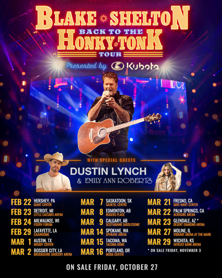 Blake Shelton Announces 2025 Back to the Honky Tonk Tour Dates