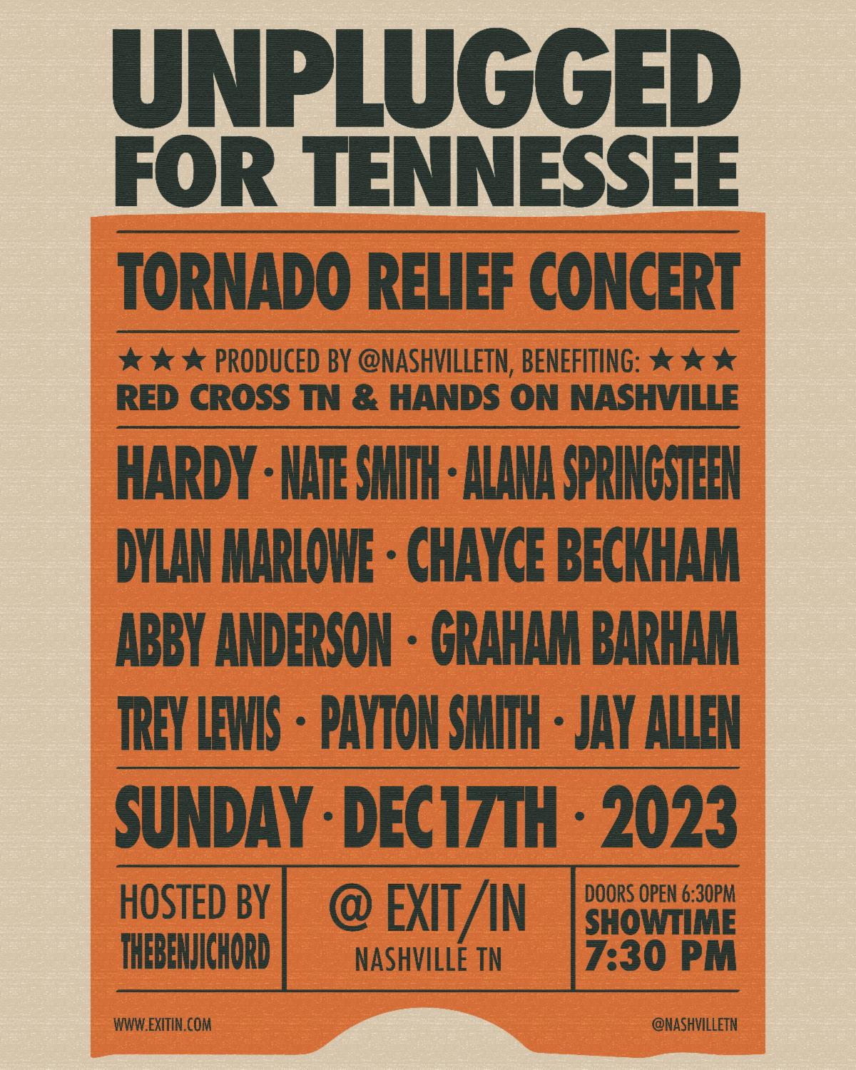 Unplugged for Tennessee - Nashville, TN