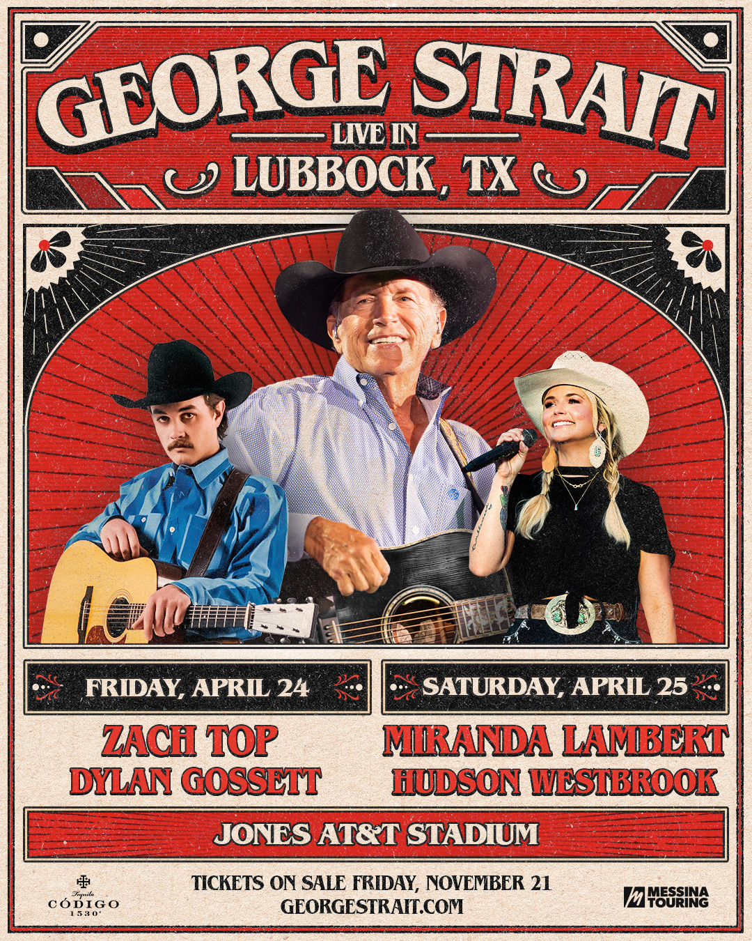 George Strait, Zach Top, Dylan Gossett - Lubbock, TX